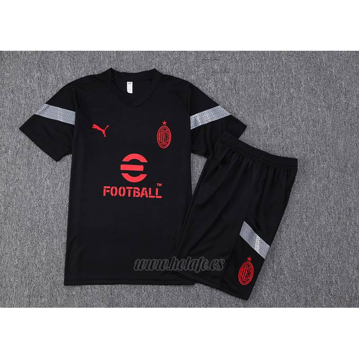 Chandal del AC Milan Manga Corta 2022-2023 Negro - Pantalon Corto